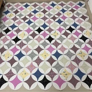 Handmade Original Cathedral Windows Cotton Queen size Patchwork Quilt Top/Topper